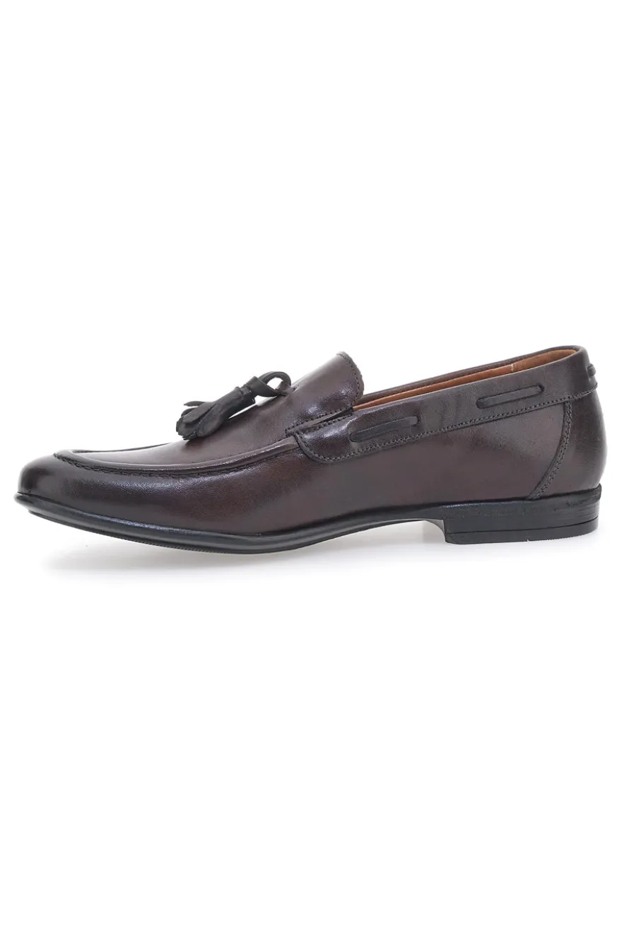 Mocassini Marroni in Pelle Con Nappine Made in Italy PITTARELLO 071