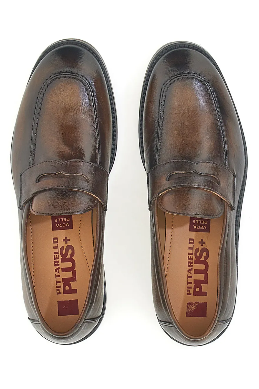 Mocassini marroni pelle made in Italy Pittarello plus 4056