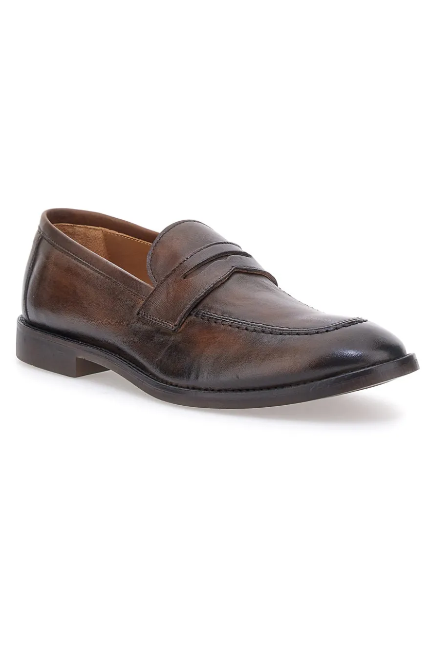Mocassini marroni pelle made in Italy Pittarello plus 4056