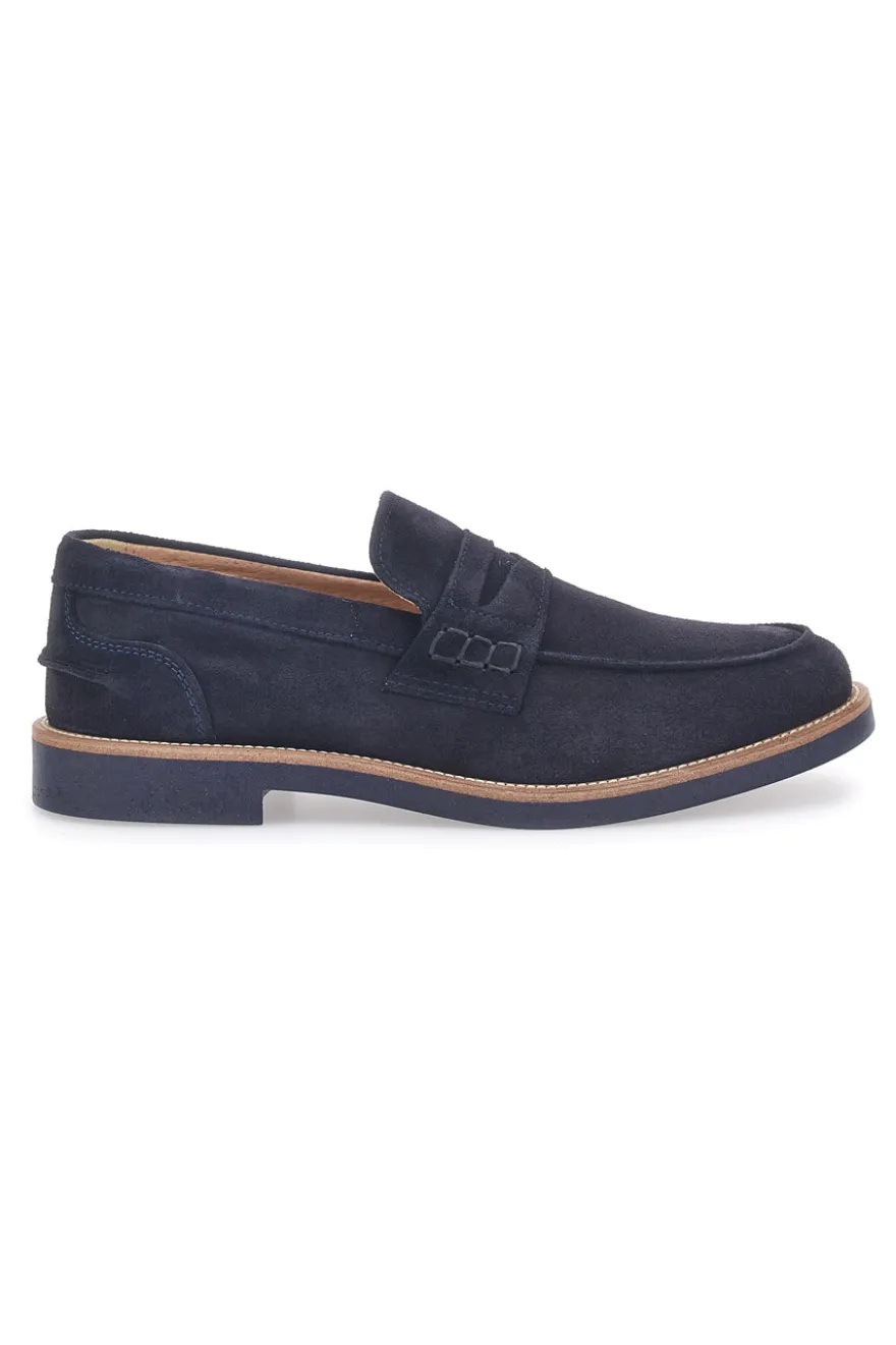 Mocassini Navy In Vera Pelle Scamosciata Pittarello 8027