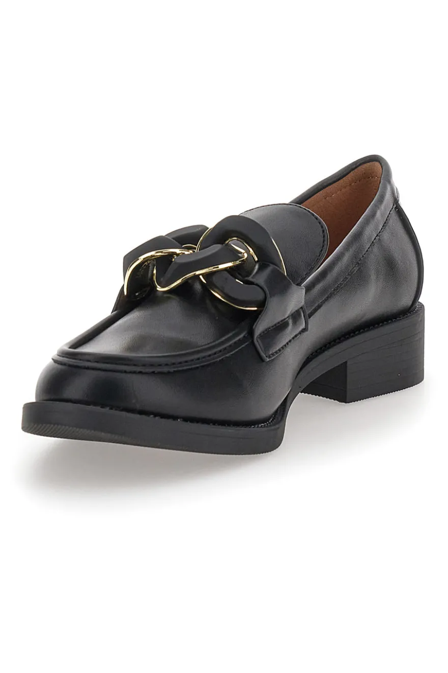 Mocassini Neri con Catena Nera e Oro Mariella Burani 50881678