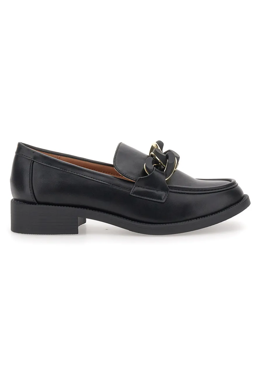 Mocassini Neri con Catena Nera e Oro Mariella Burani 50881678