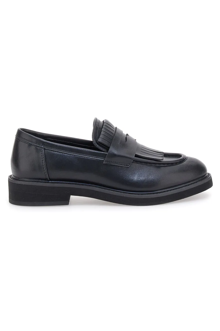 Mocassini Neri Con Frange Me & Me 1236