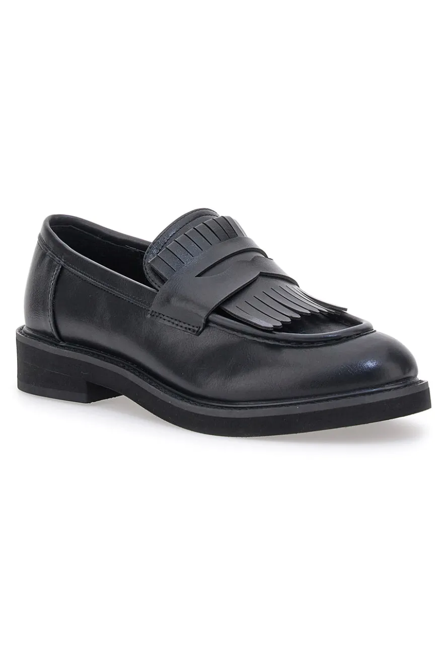 Mocassini Neri Con Frange Me & Me 1236