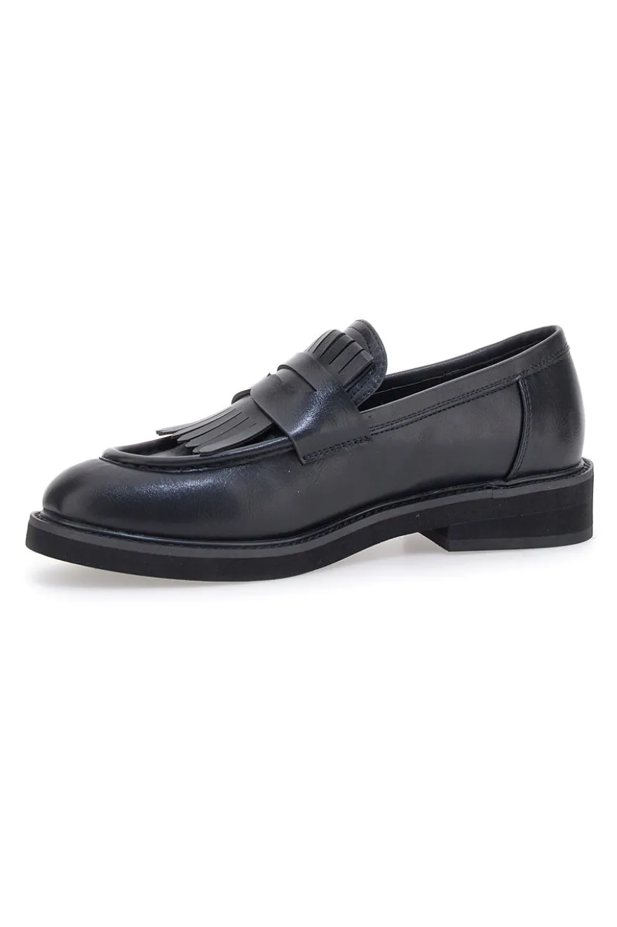 Mocassini Neri Con Frange Me & Me 1236