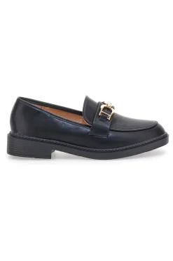 Mocassini neri con morsetto oro FIRST LADY 473