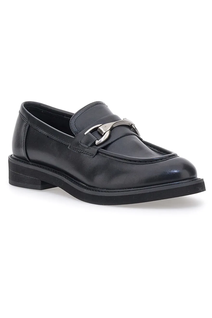 Mocassini neri con morsetto argento ME & ME 1237