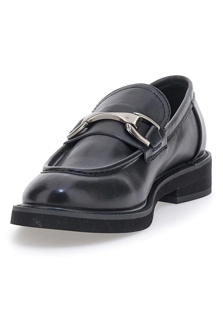 Mocassini neri con morsetto argento ME & ME 1237