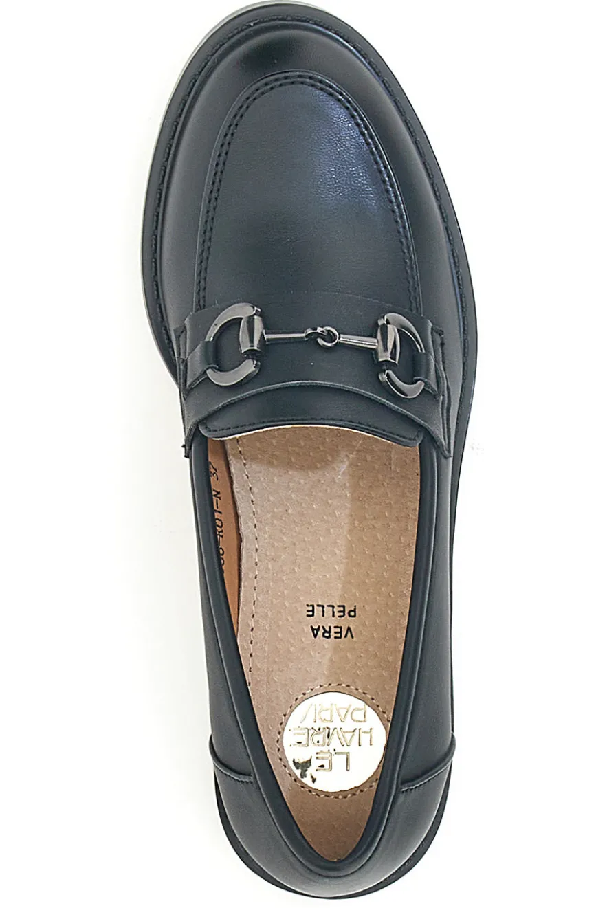 Mocassini neri con morsetto decorativo Le Havre Paris 666K01