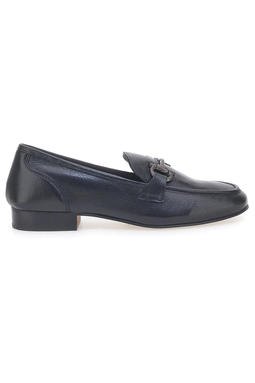 Mocassini Neri con Morsetto Made in Italy in Vera Pelle PITTARELLO GLAM A600102