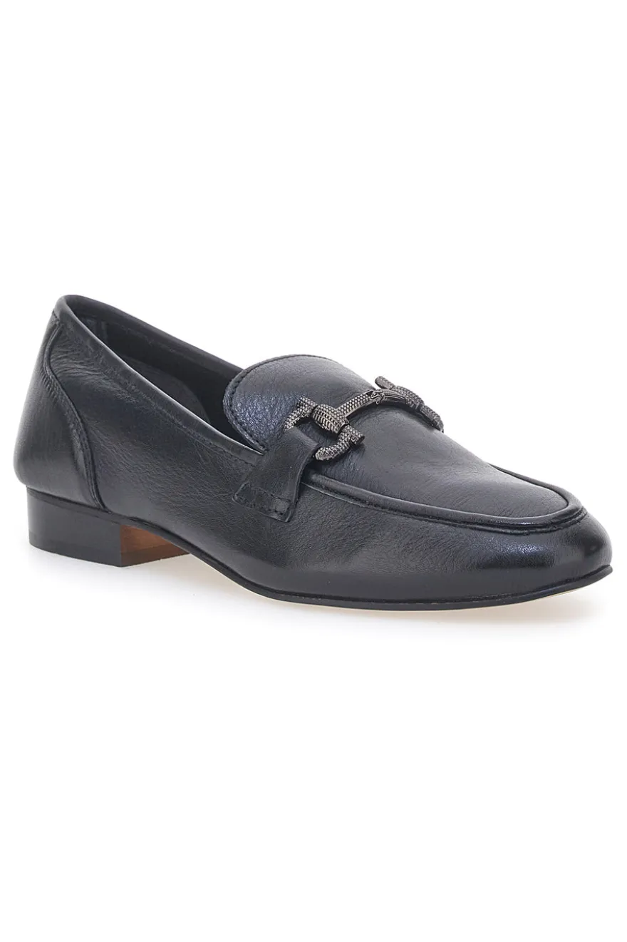 Mocassini Neri con Morsetto Made in Italy in Vera Pelle PITTARELLO GLAM A600102