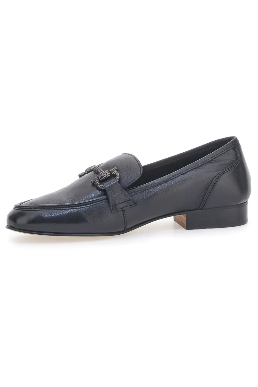 Mocassini Neri con Morsetto Made in Italy in Vera Pelle PITTARELLO GLAM A600102