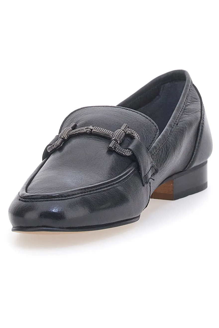 Mocassini Neri con Morsetto Made in Italy in Vera Pelle PITTARELLO GLAM A600102