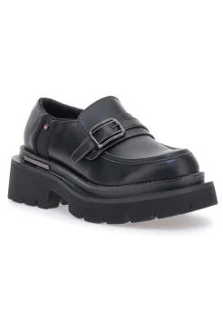 Mocassini Neri Con Platform Betty Flowers 126