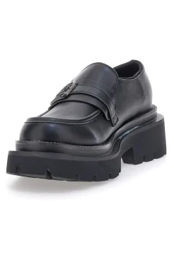 Mocassini Neri Con Platform Betty Flowers 126