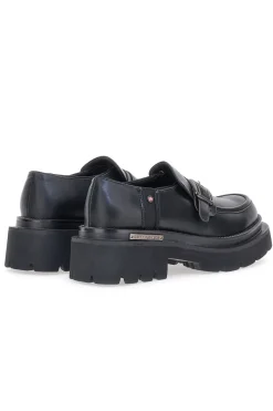 Mocassini Neri Con Platform Betty Flowers 126