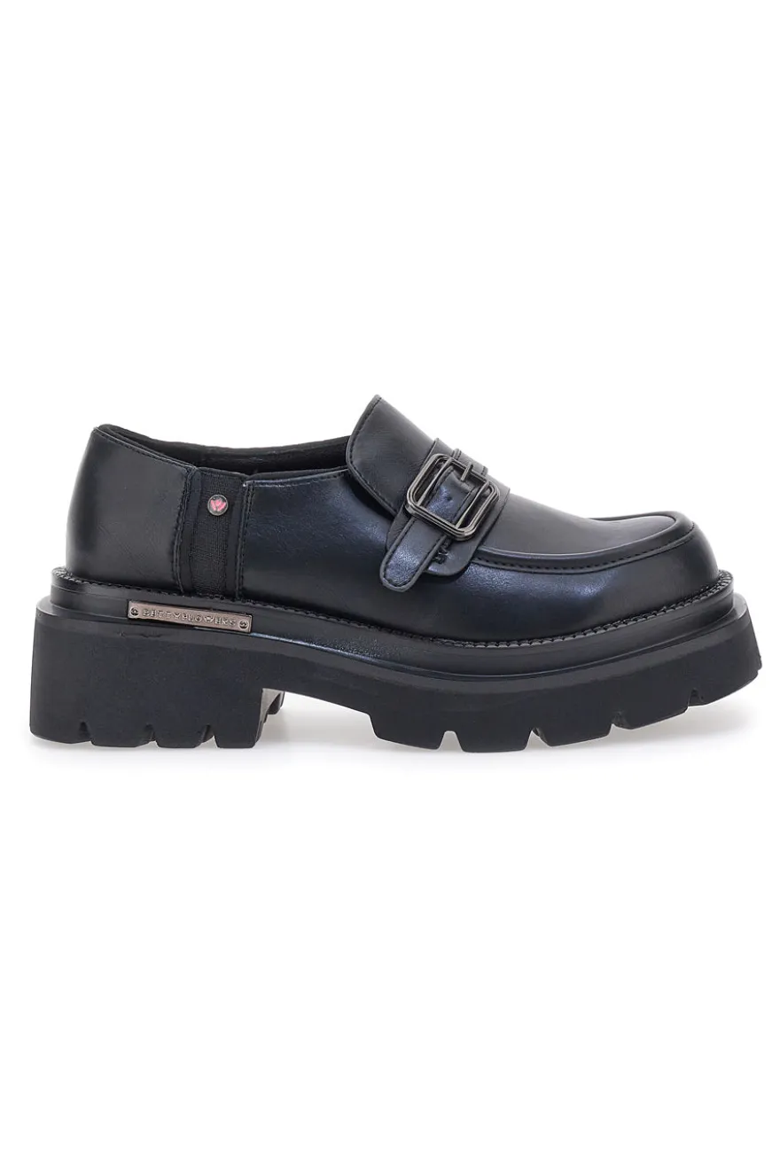 Mocassini Neri Con Platform Betty Flowers 126