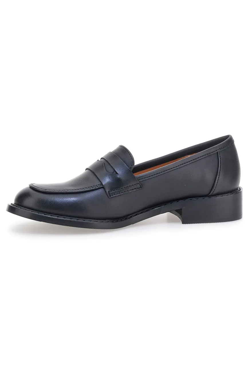 Mocassini neri con soletta in pelle Le Havre Paris 666K01N
