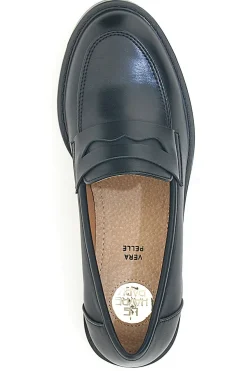 Mocassini neri con soletta in pelle Le Havre Paris 666K01N