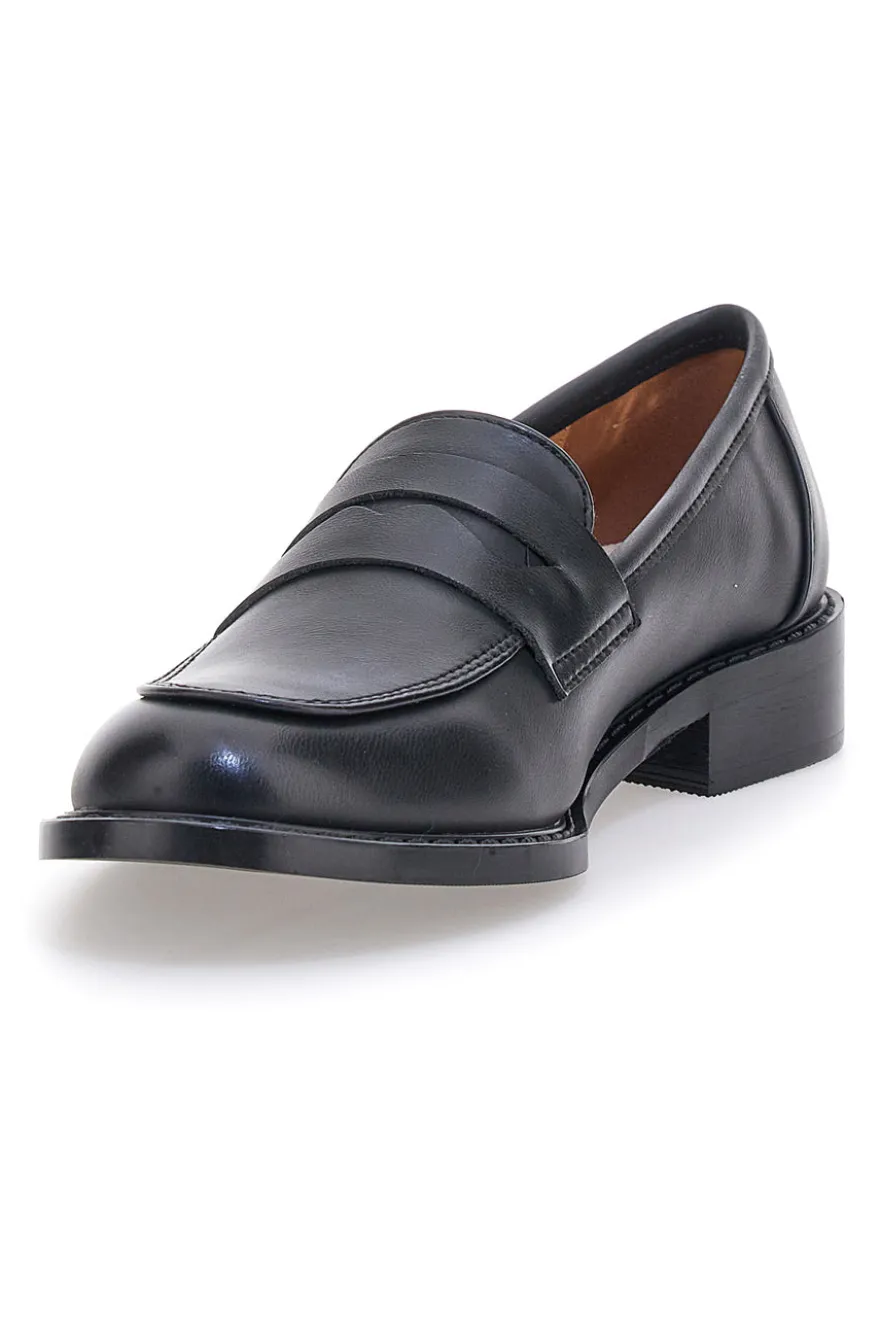 Mocassini neri con soletta in pelle Le Havre Paris 666K01N