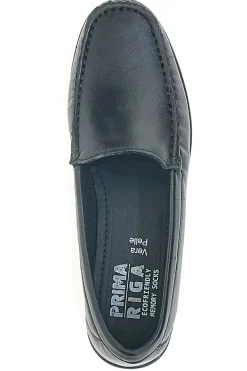 Mocassini Neri Ecofriendly in Vera Pelle Prima Riga 5000