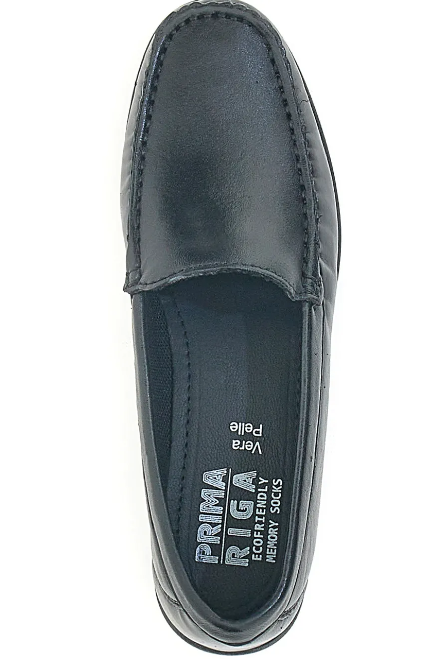 Mocassini Neri Ecofriendly in Vera Pelle Prima Riga 5000
