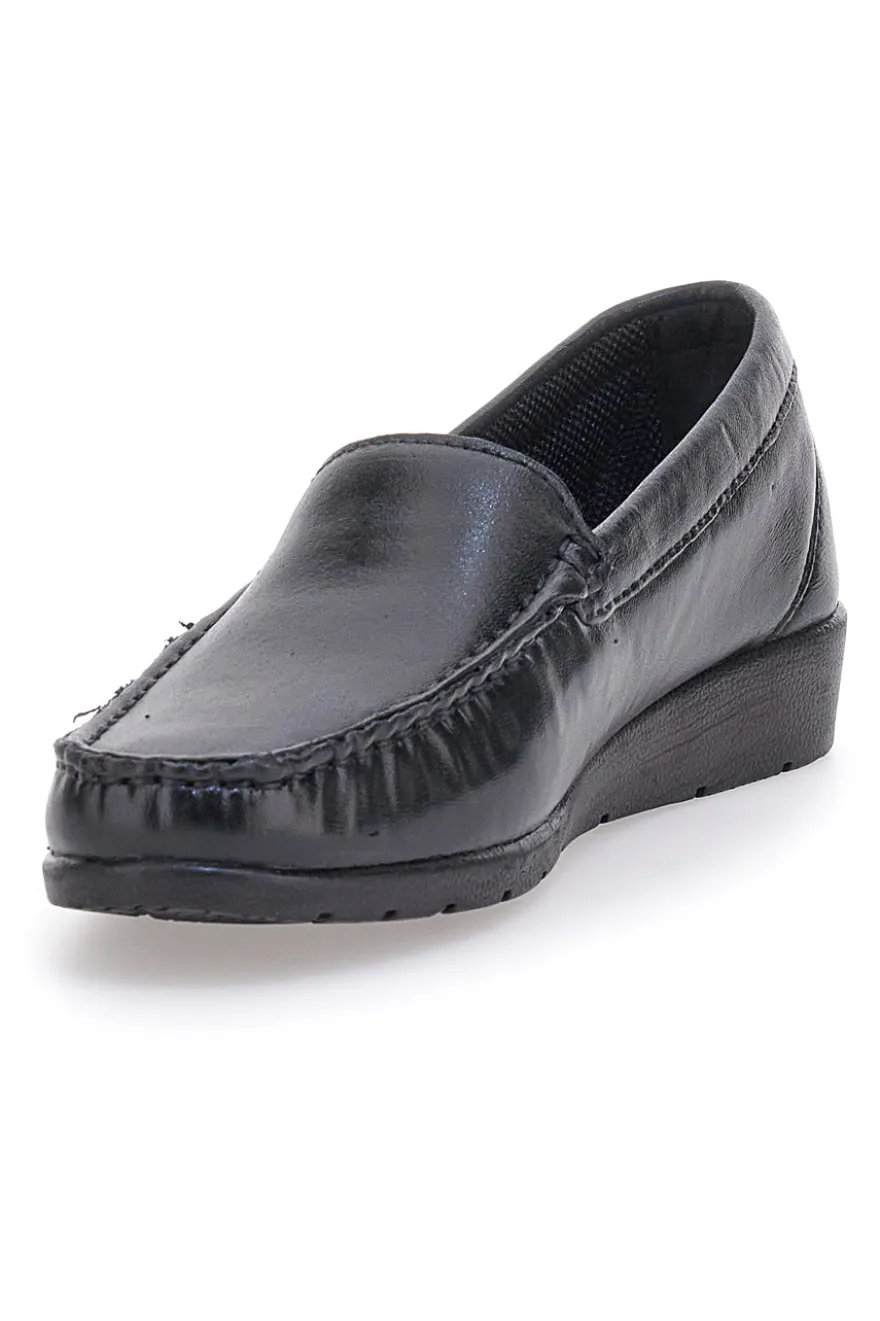 Mocassini Neri Ecofriendly in Vera Pelle Prima Riga 5000