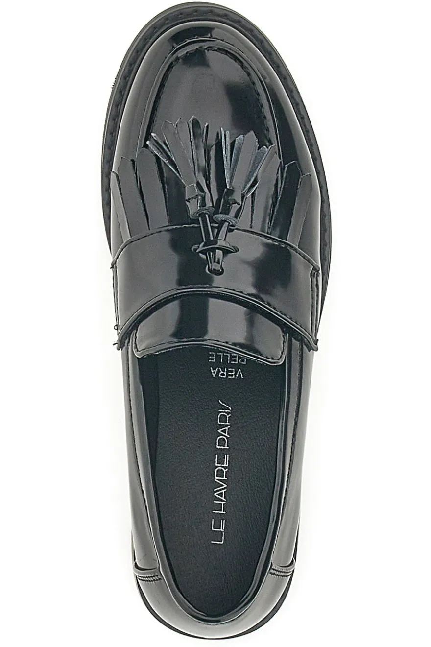 Mocassini neri effetto lucido con nappine LE HAVRE PARIS 5811