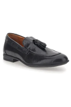 Mocassini neri in pelle con nappine Made in Italy Pittarello 071