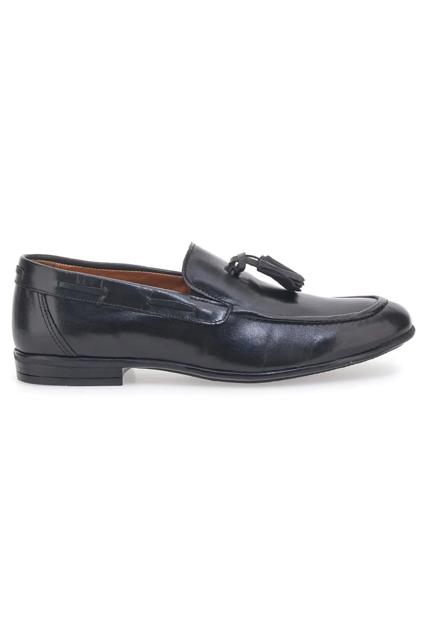 Mocassini Neri in Pelle Con Nappine Made in Italy PITTARELLO 071