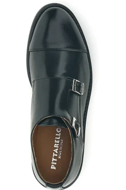 Mocassini neri in pelle con fibbie Pittarello 8030
