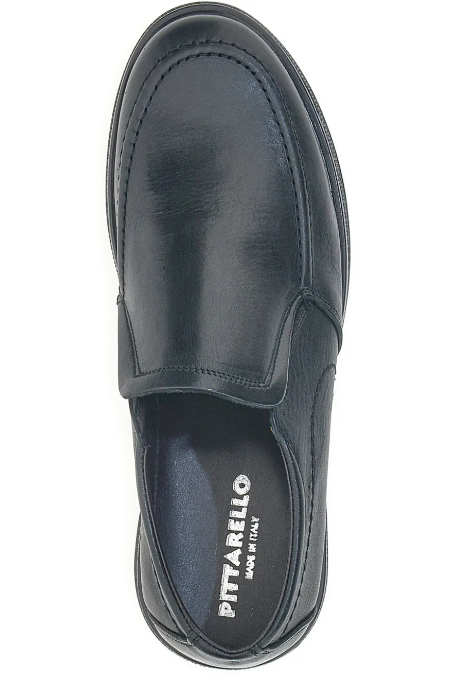 Mocassini neri in pelle con inserti elastici Pittarello 3