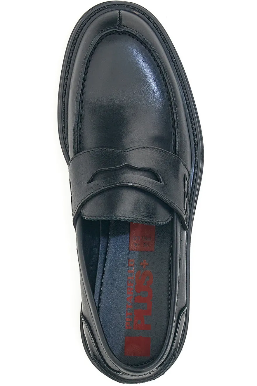 Mocassini neri in vera pelle eleganti Pittarello Plus 1056
