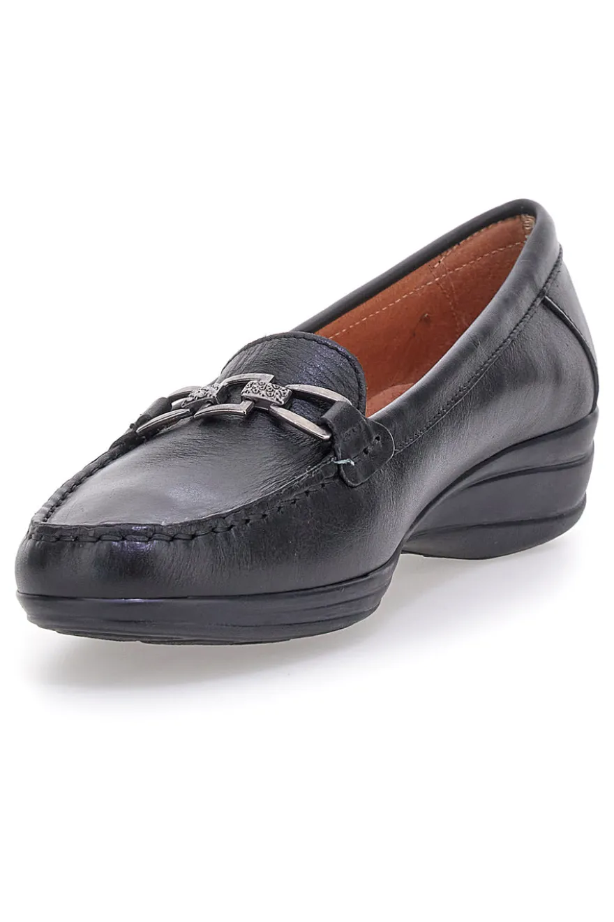 Mocassini neri in vera pelle made in Italy Pittarello Focus 8135