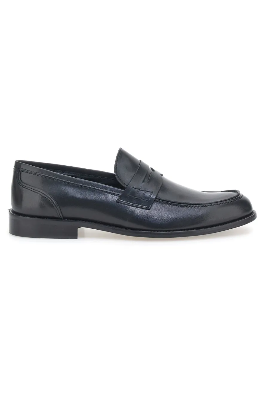 Mocassini Neri In Vera Pelle Made In Italy Pittarello 77109