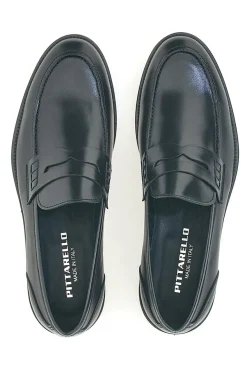 Mocassini Neri In Vera Pelle Made In Italy Pittarello 77109