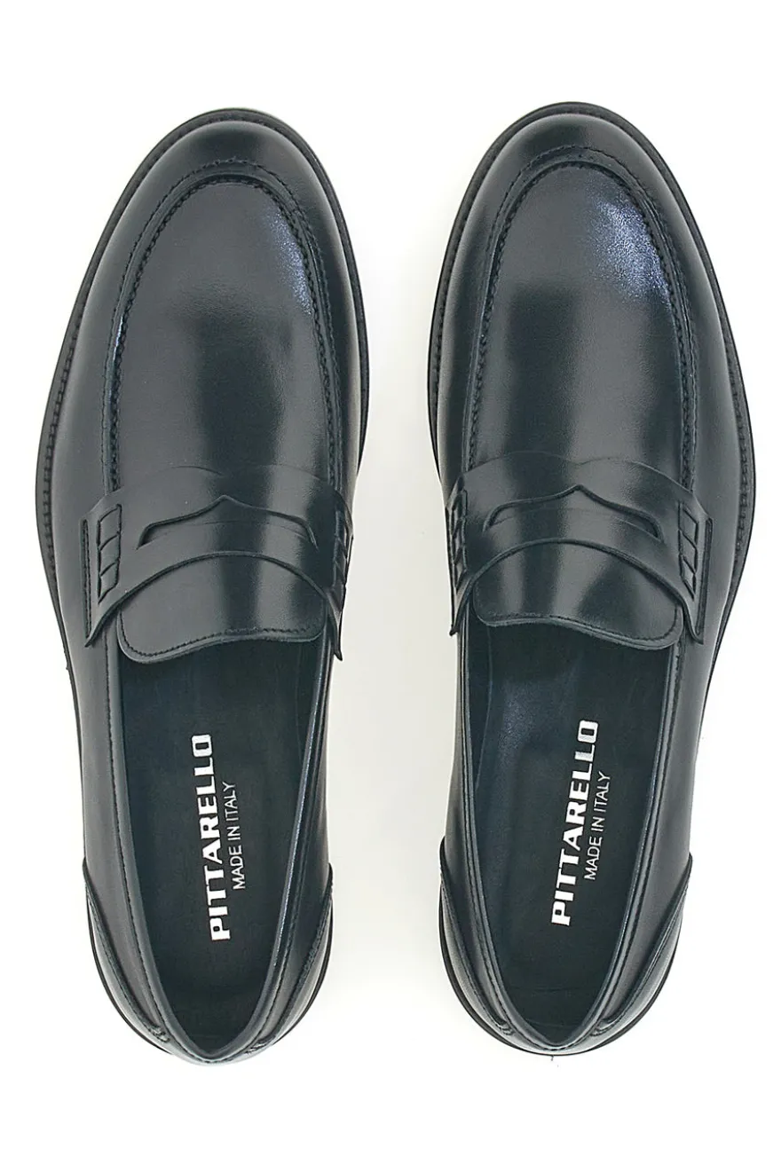 Mocassini Neri In Vera Pelle Made In Italy Pittarello 77109