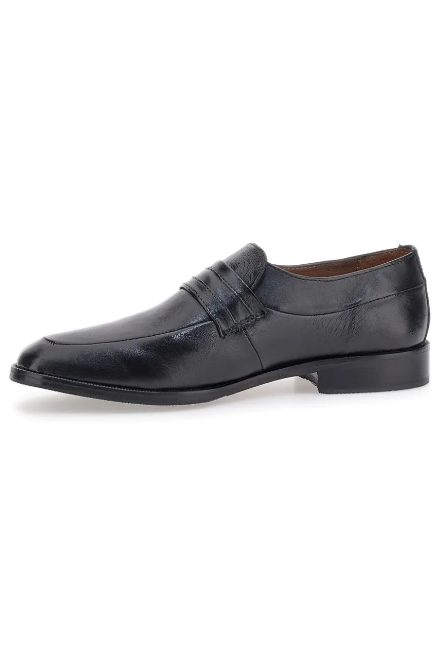 Mocassini Neri In Vera Pelle Claremorris 653