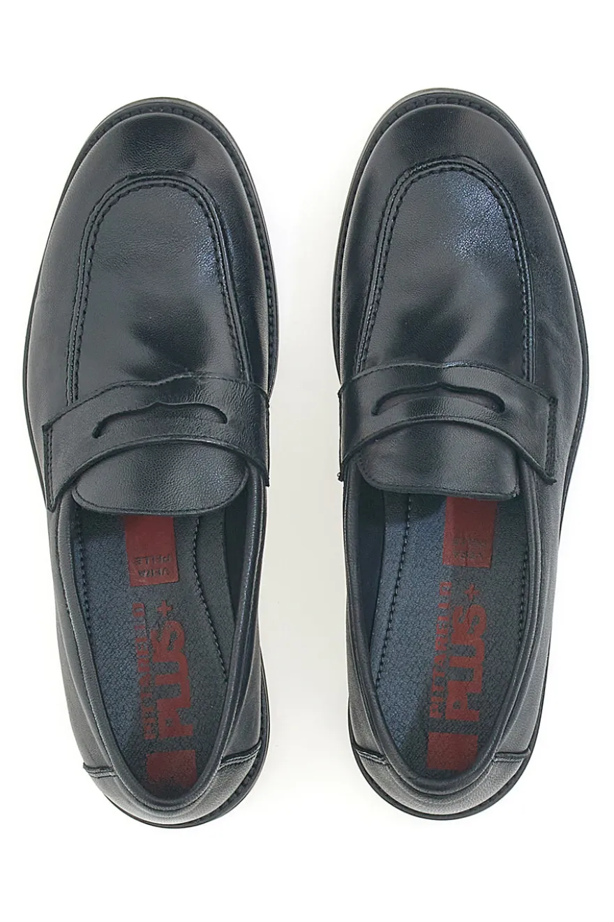 Mocassini neri pelle made in italy Pittarello plus 4056