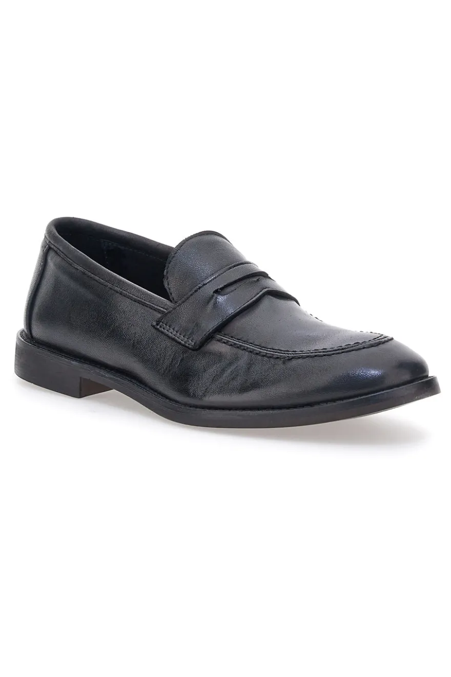 Mocassini neri pelle made in italy Pittarello plus 4056