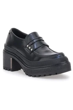 Mocassini Neri Platform con Brillantini Bettyflowers 01