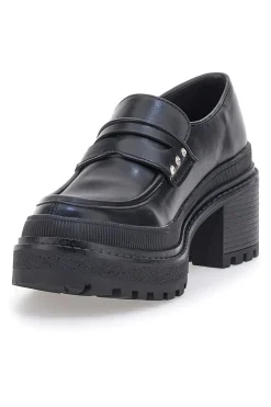 Mocassini Neri Platform con Brillantini Bettyflowers 01