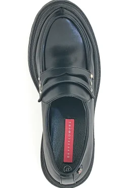 Mocassini Neri Platform con Brillantini Bettyflowers 01