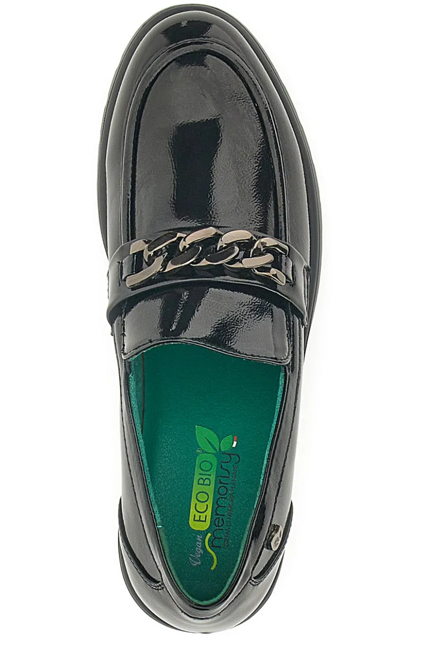 Mocassini neri Vegan effetto lucido ECO BIO J52322B6
