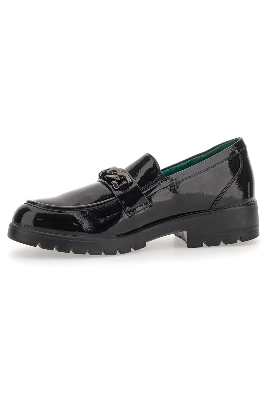 Mocassini neri Vegan effetto lucido ECO BIO J52322B6