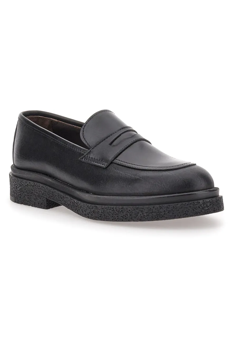 Mocassini Neri Vera Pelle Made In Italy PITTARELLO Class 2004