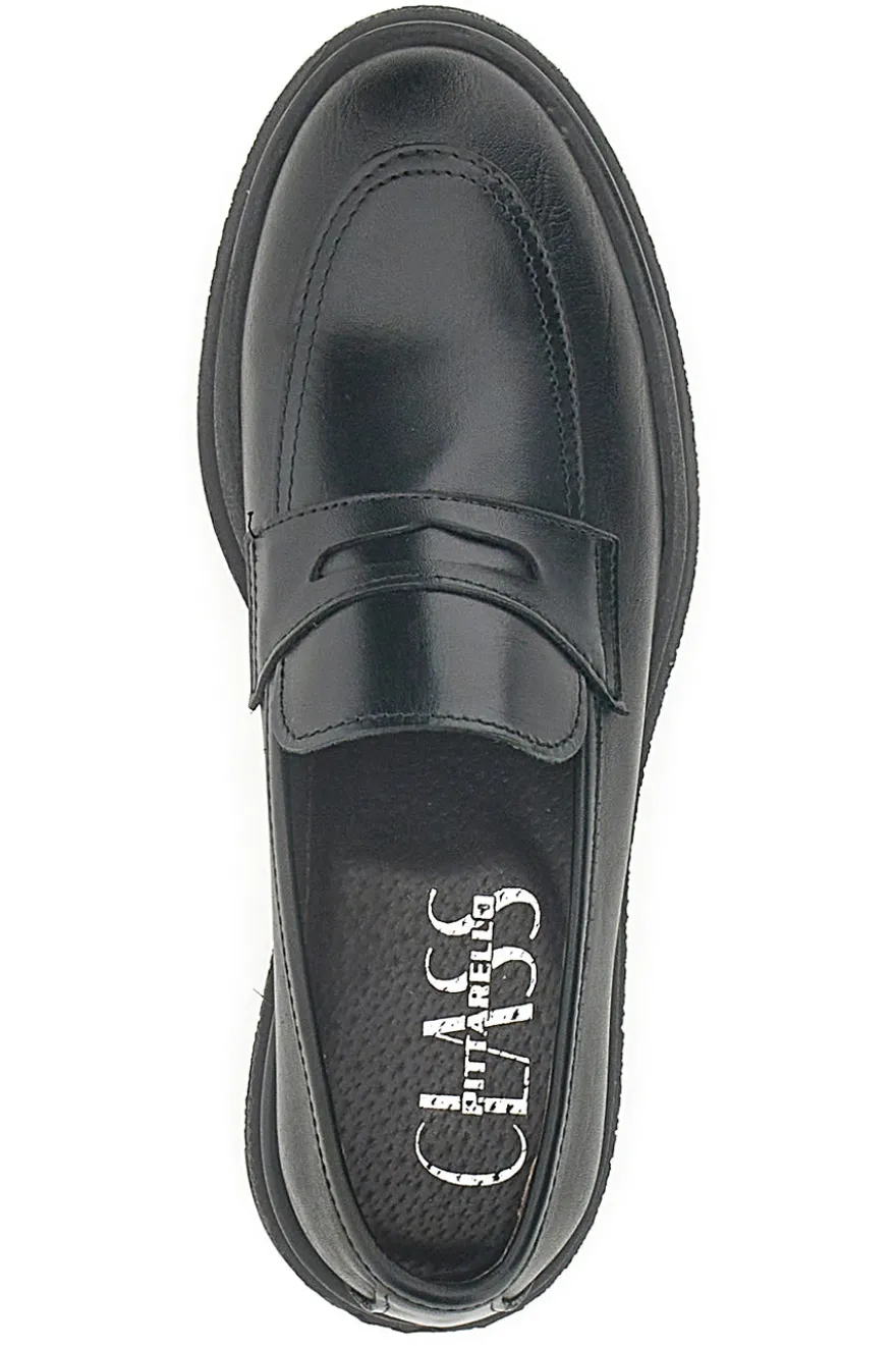 Mocassini Neri Vera Pelle Made In Italy PITTARELLO Class 2004