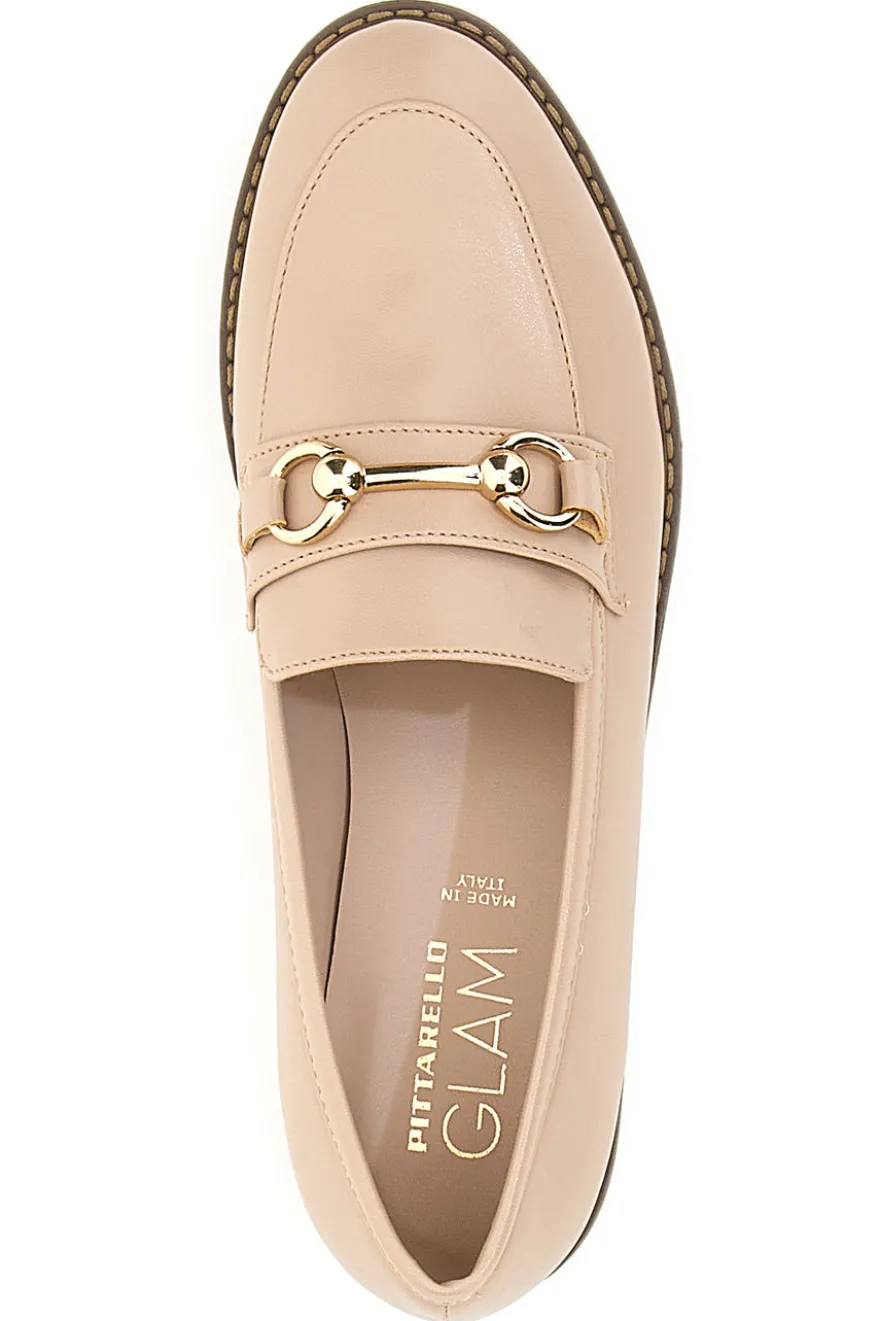Mocassini Nude Con Morsetto Dorato Pittarello Glam 3252