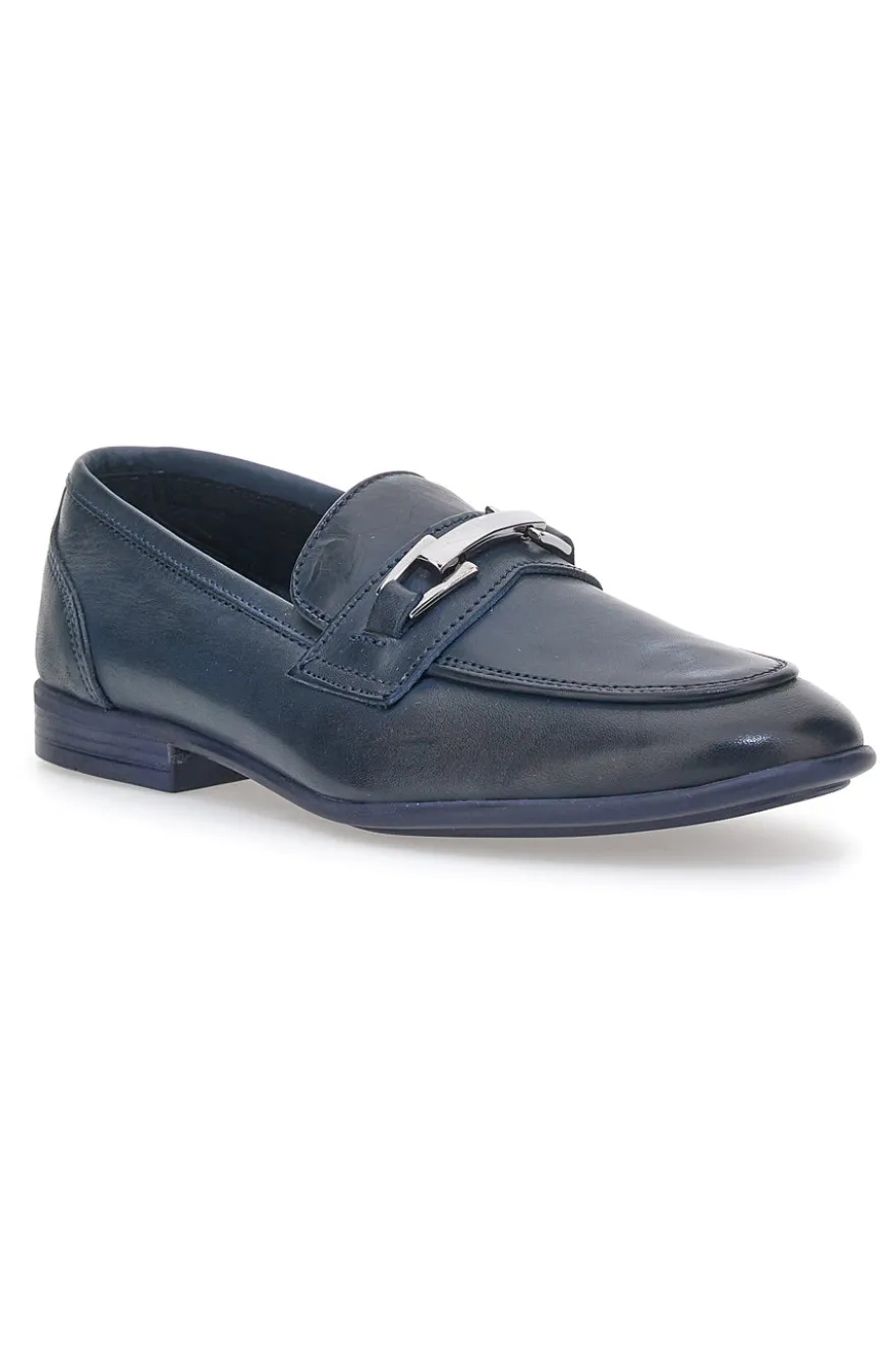 Mocassini Pittarello Plus 602502 Blu Vera Pelle