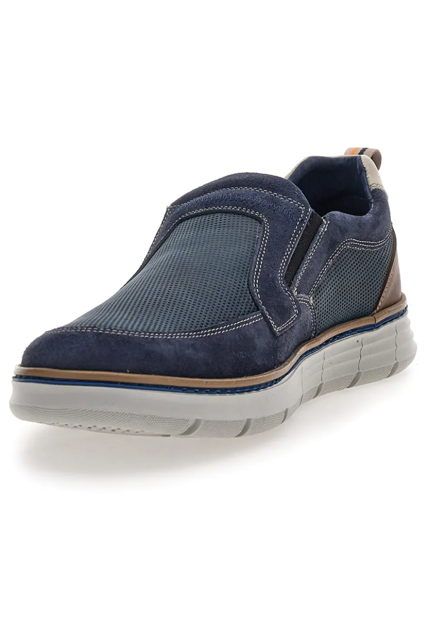 Mocassini Slip on blu con inserti in tessuto Pittarello Eco 26111012